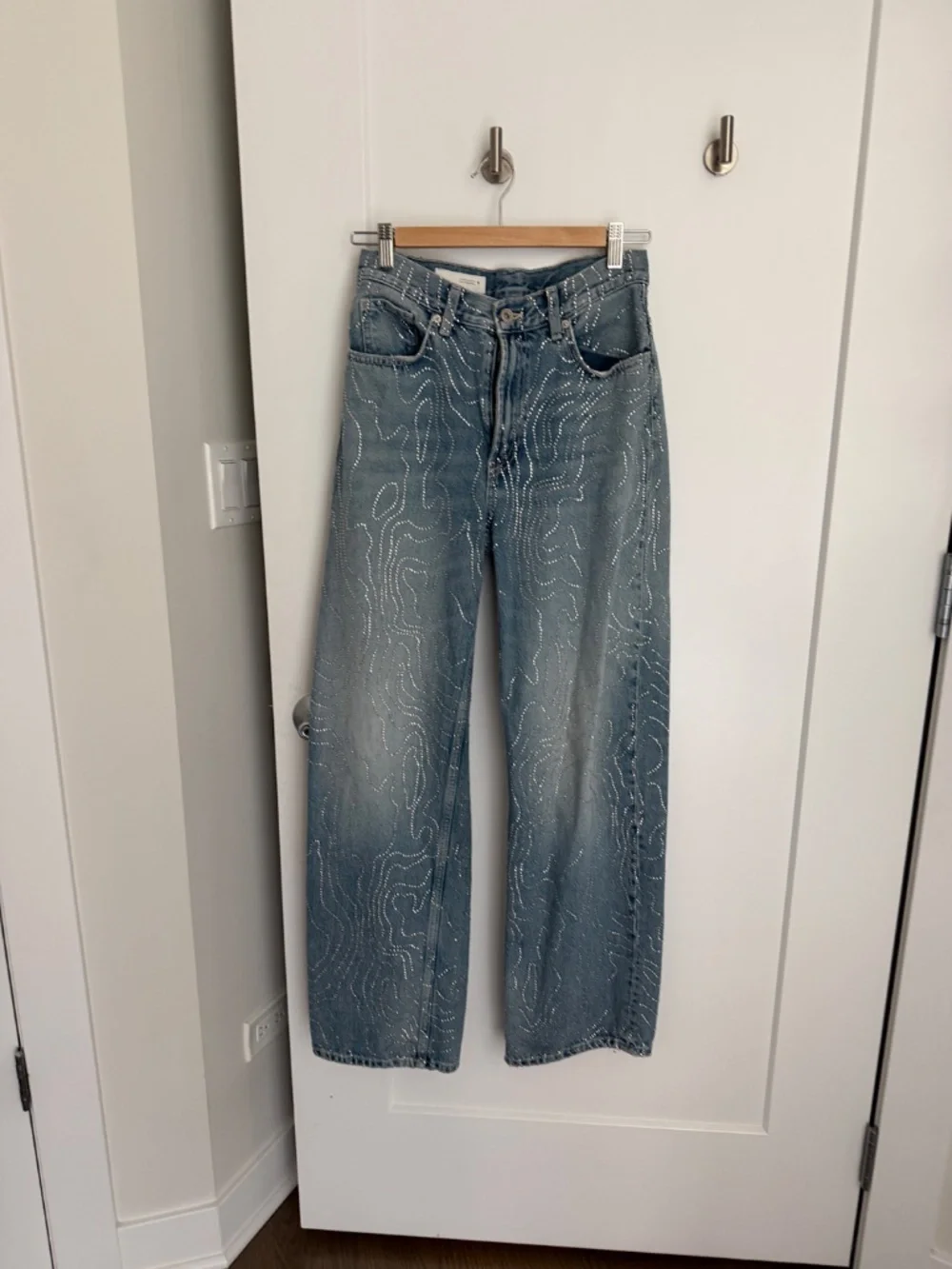 Zara TRF LOW RISE WIDE LEG RHINESTONE Size 2 - Picture 8 of 10
